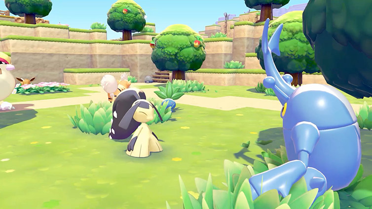 Pokémon living in a custom-built habitat on your island